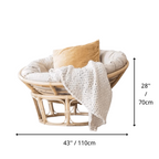 Cozy natural rattan papasan chair available in single or double size for comfortable lounging dimensions