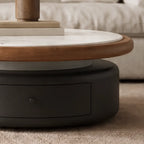 Sintered Stone and Glass Coffee Table Set with Sculptural Storage Base
