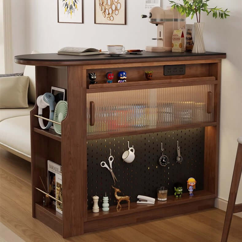 Sintered Stone Bar Table + Cabinet with Rotating Design