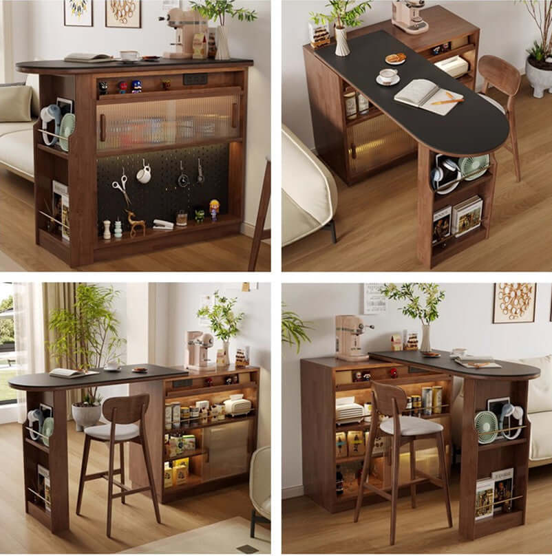 Sintered Stone Bar Table + Cabinet with Rotating Design Main Product Image