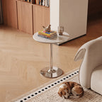 Sintered Stone Side Table with Mirrored Steel Base for Light Luxury Corners