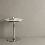 Sintered Stone Side Table with Mirrored Steel Base for Light Luxury Corners