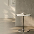 Sintered Stone Side Table with Mirrored Steel Base for Light Luxury Corners