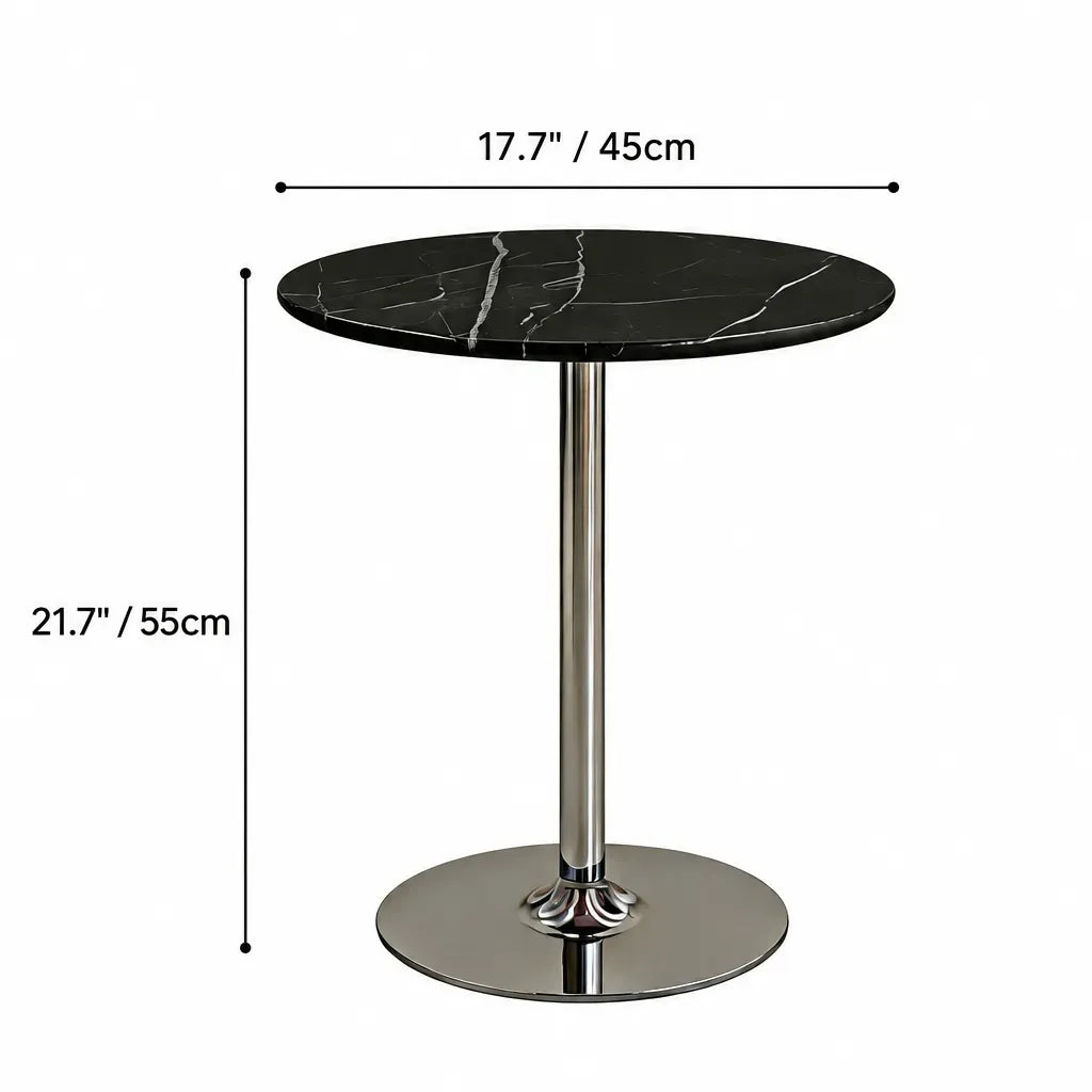 Sintered Stone Side Table with Mirrored Steel Base for Light Luxury Corners Dimensions