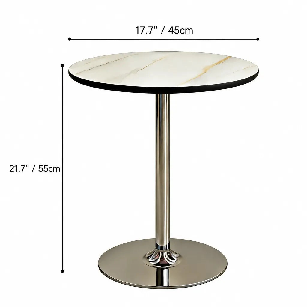 Sintered Stone Side Table with Mirrored Steel Base for Light Luxury Corners Dimensions