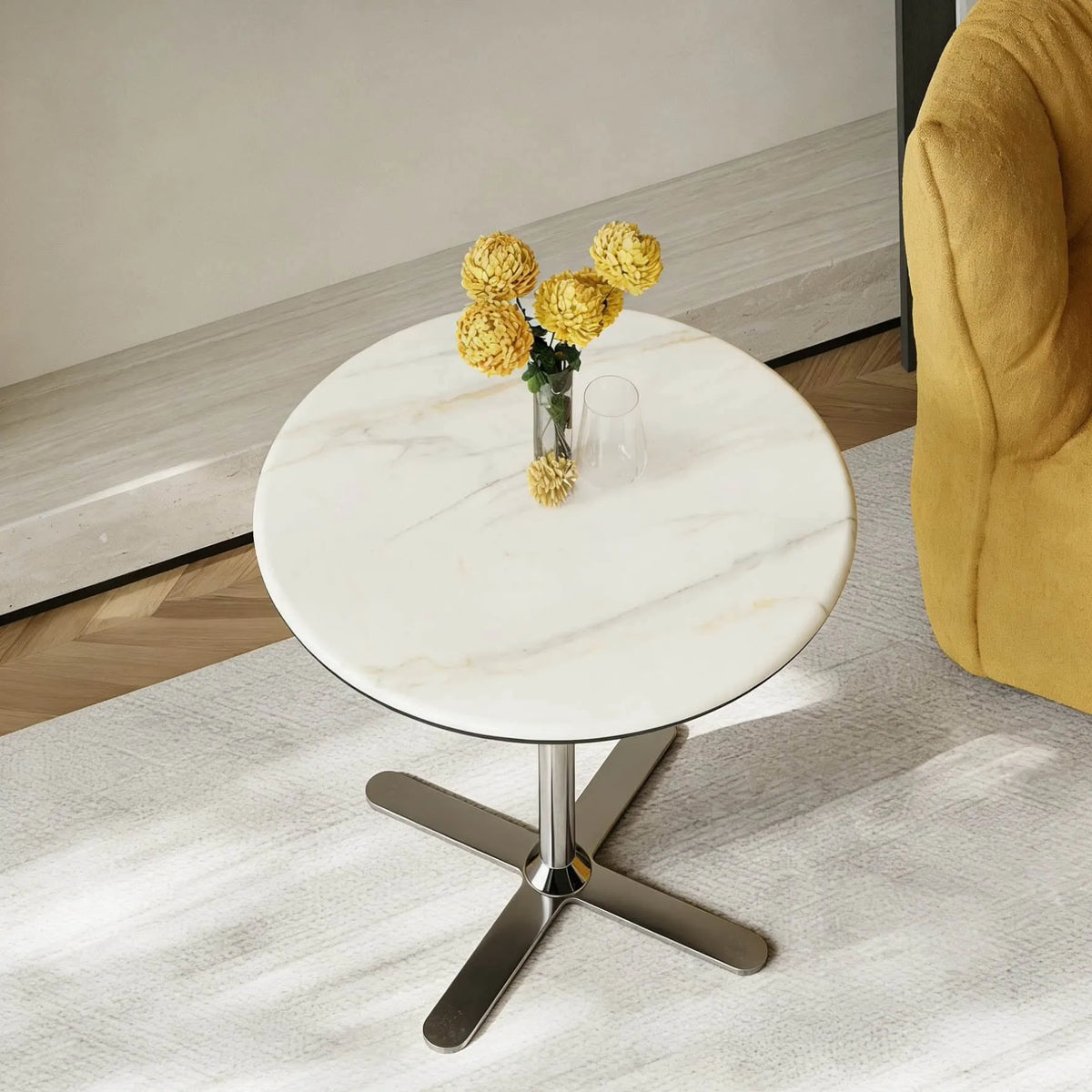 Sintered Stone Side Table with Star Base for Lounge Corners