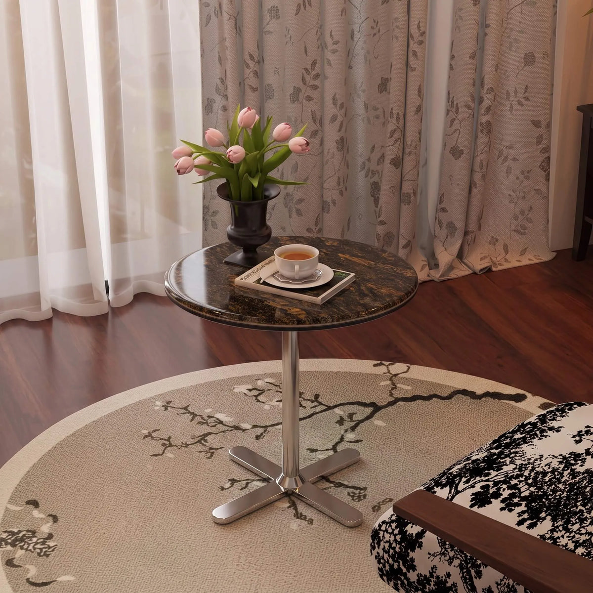 Sintered Stone Side Table with Star Base for Lounge Corners