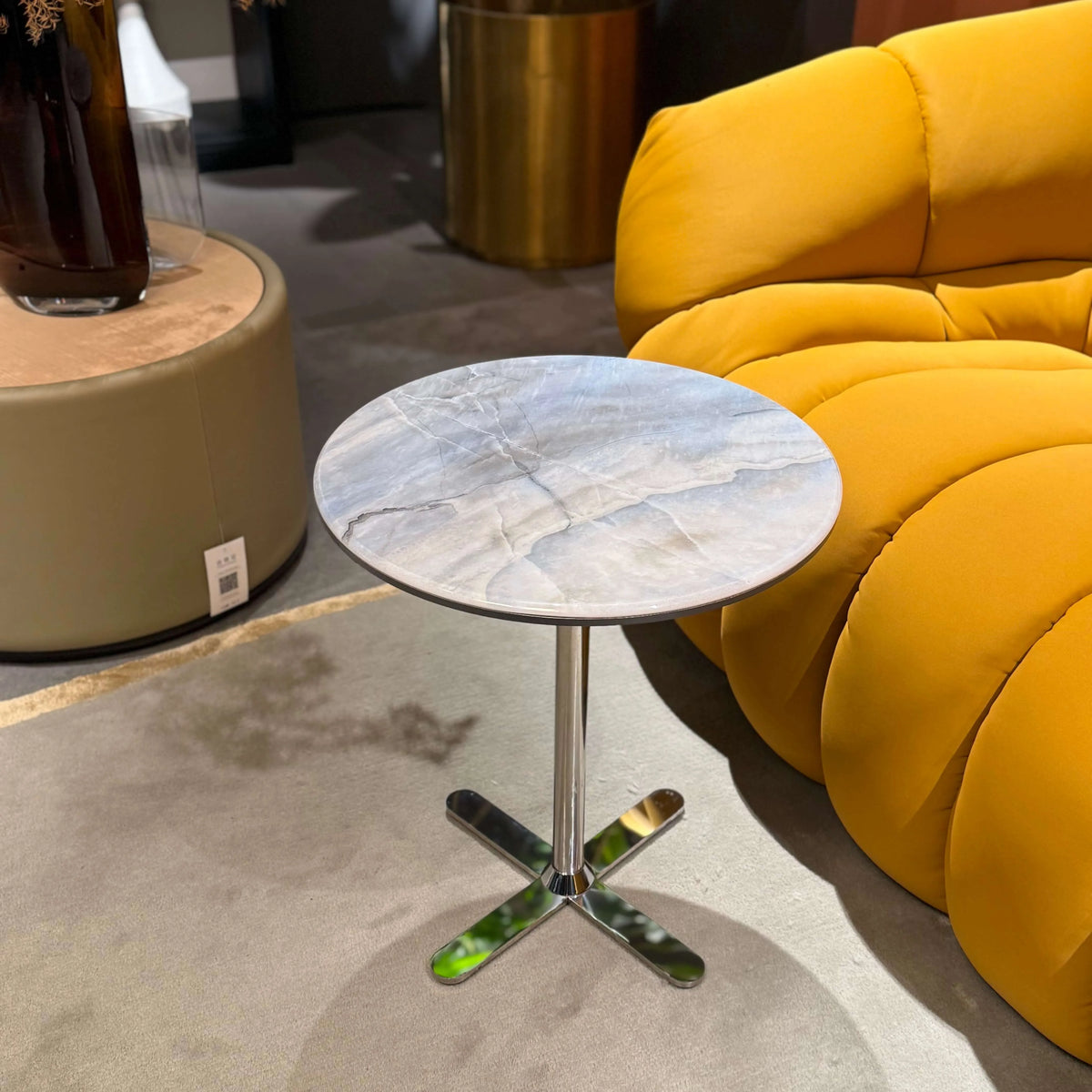 Sintered Stone Side Table with Star Base for Lounge Corners