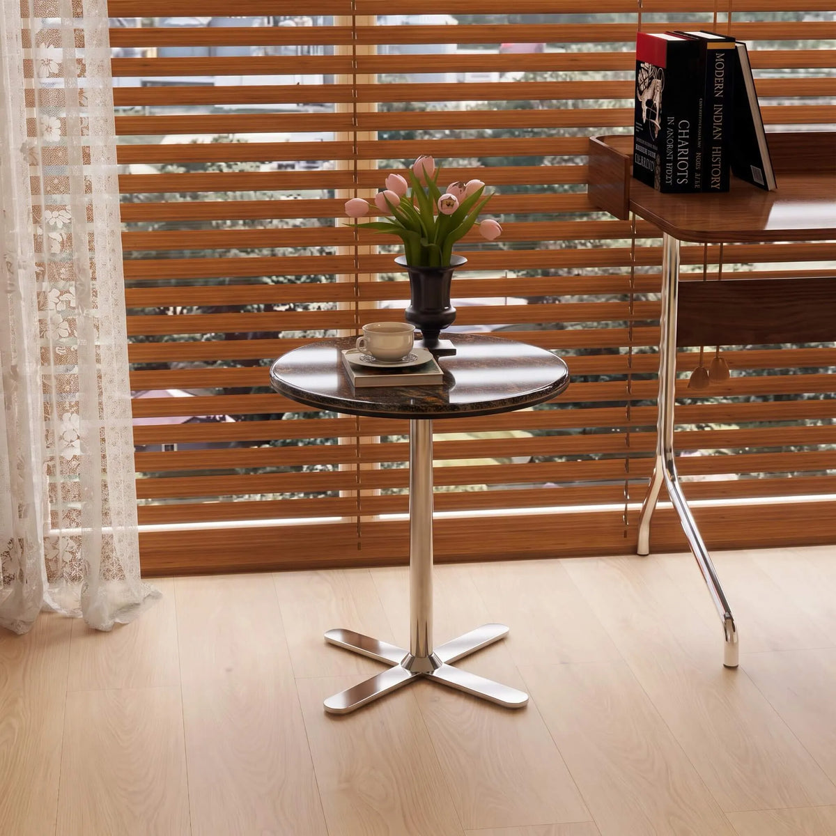 Sintered Stone Side Table with Star Base for Lounge Corners