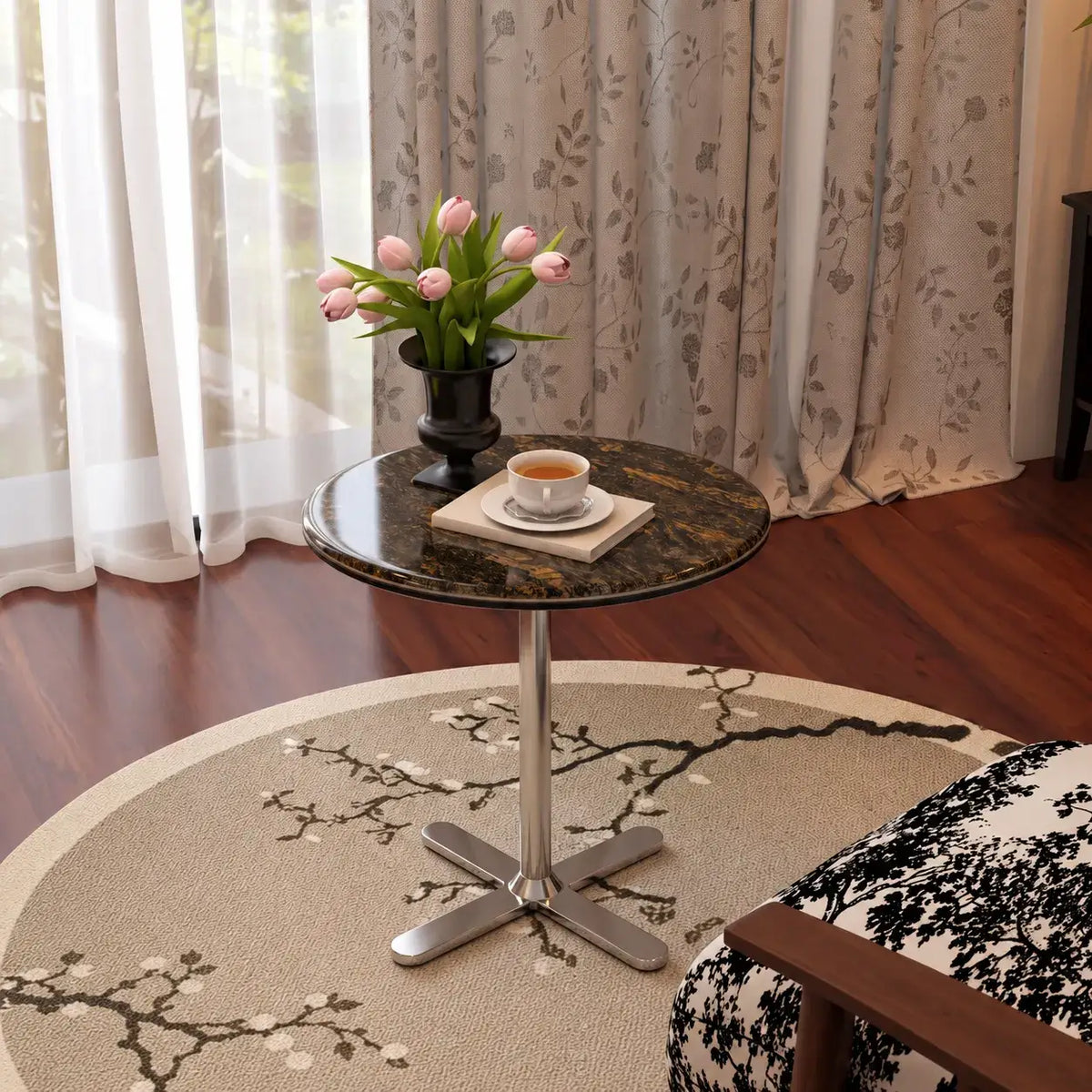 Sintered Stone Side Table with Star Base for Lounge Corners Main Product Image