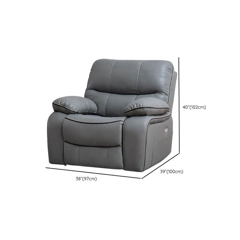 Gray Modern Recliner with Solid Color Upholstery