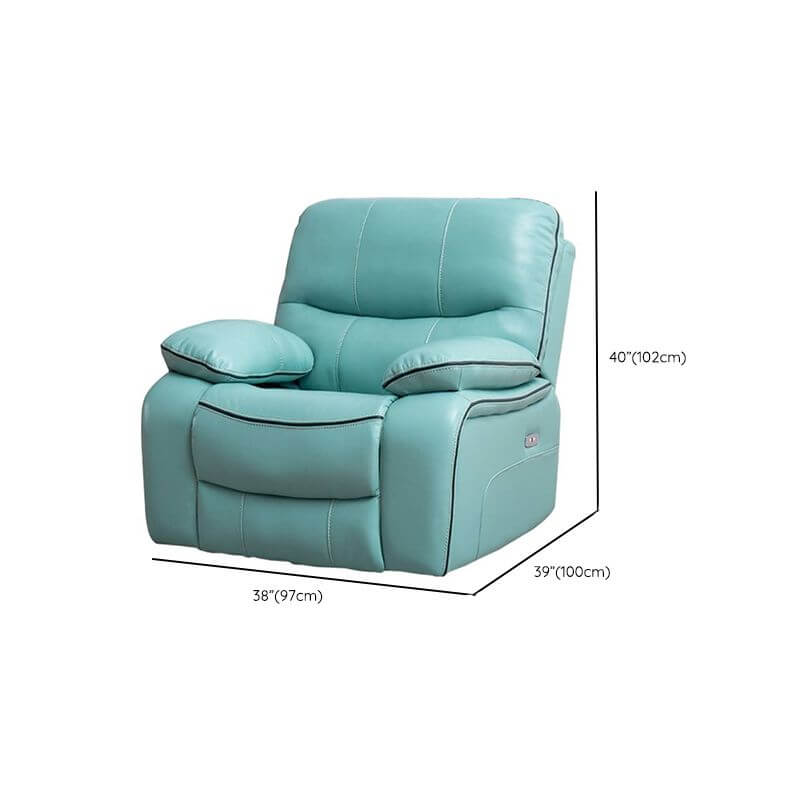 Blue Faux Leather Recliner on a Swivel Rocker Base
