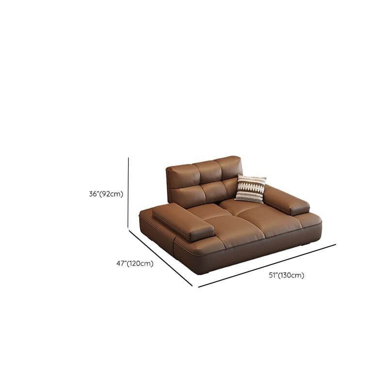 Art Deco Solid Color Scratch-durable Standard Sofa/Single Sofa in Mocha for 6-Seater/4/1 Person with 3 Pillows/1 Pillow
