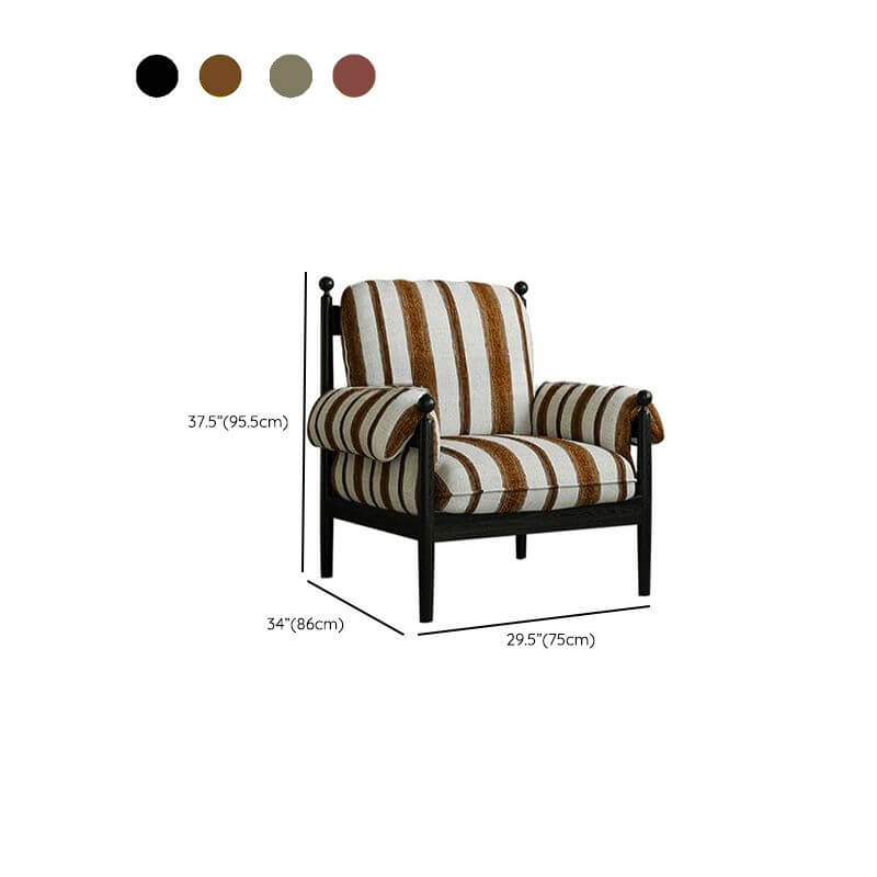 Midnight black, emerald, and auburn striped accent chair