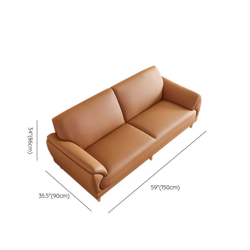 Casual solid color mocha floor sofa view from the side