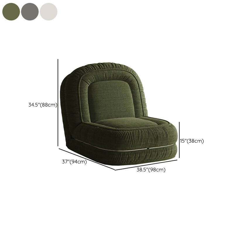 Stylish bean bag chair in green upholstery