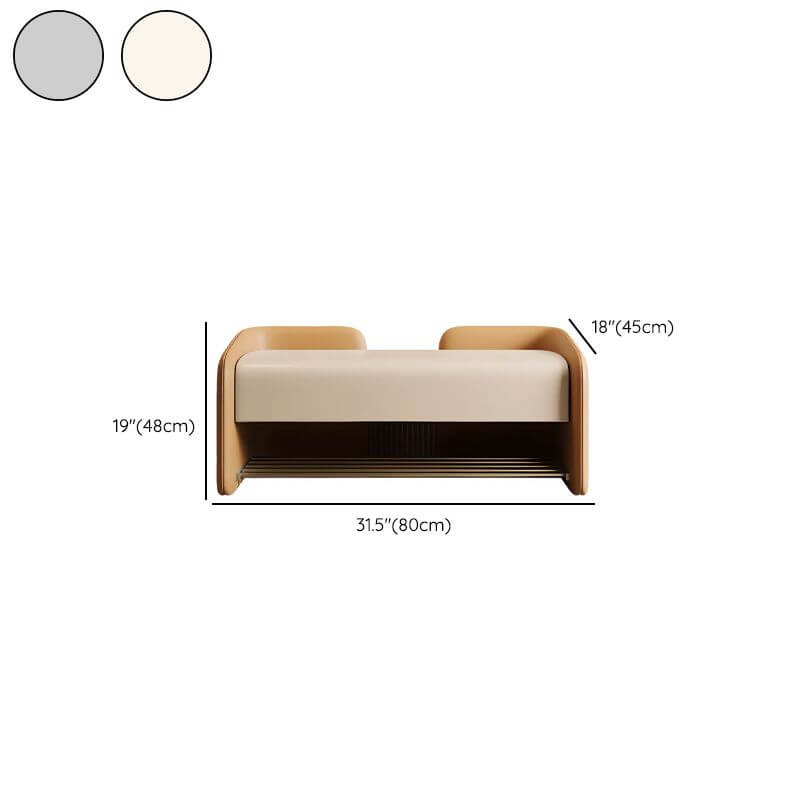 Classic Gray/Ivory Leather Accent Bench