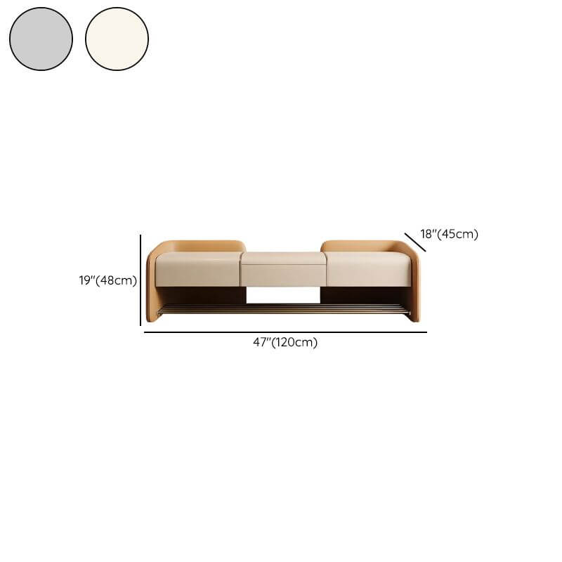 Chic Leather Bench with Ivory Accents