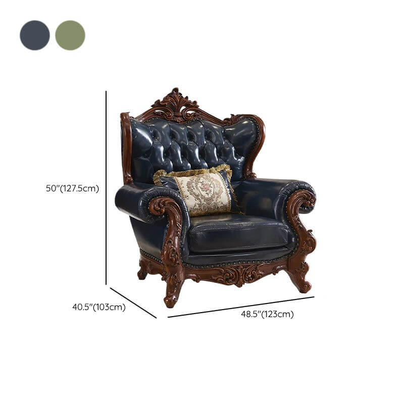 Brown loveseat with nailhead design