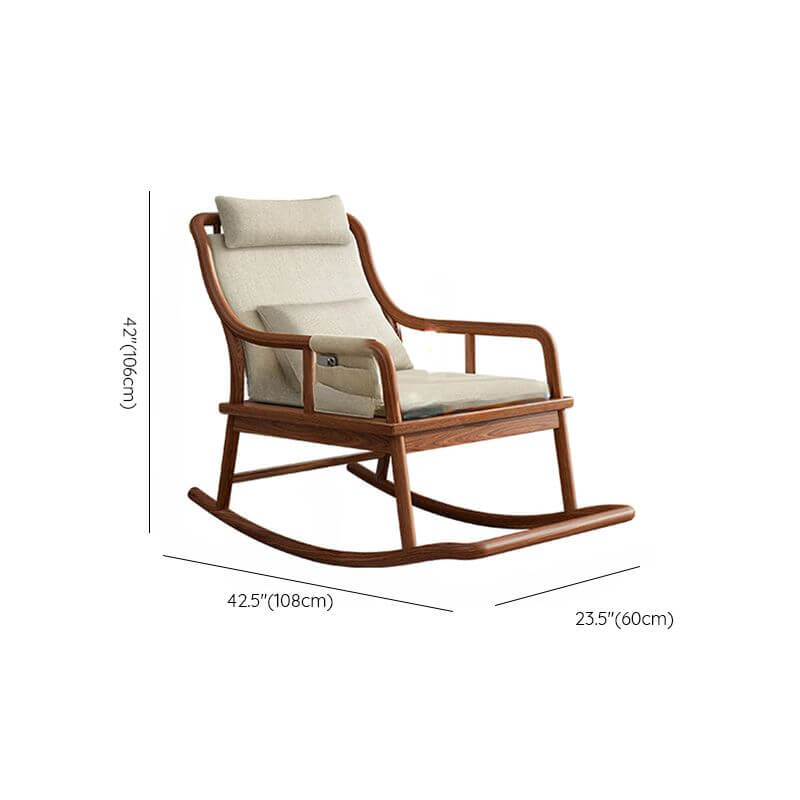 Cocoa Natural Wood Ergonomic Rocking Armchair front view