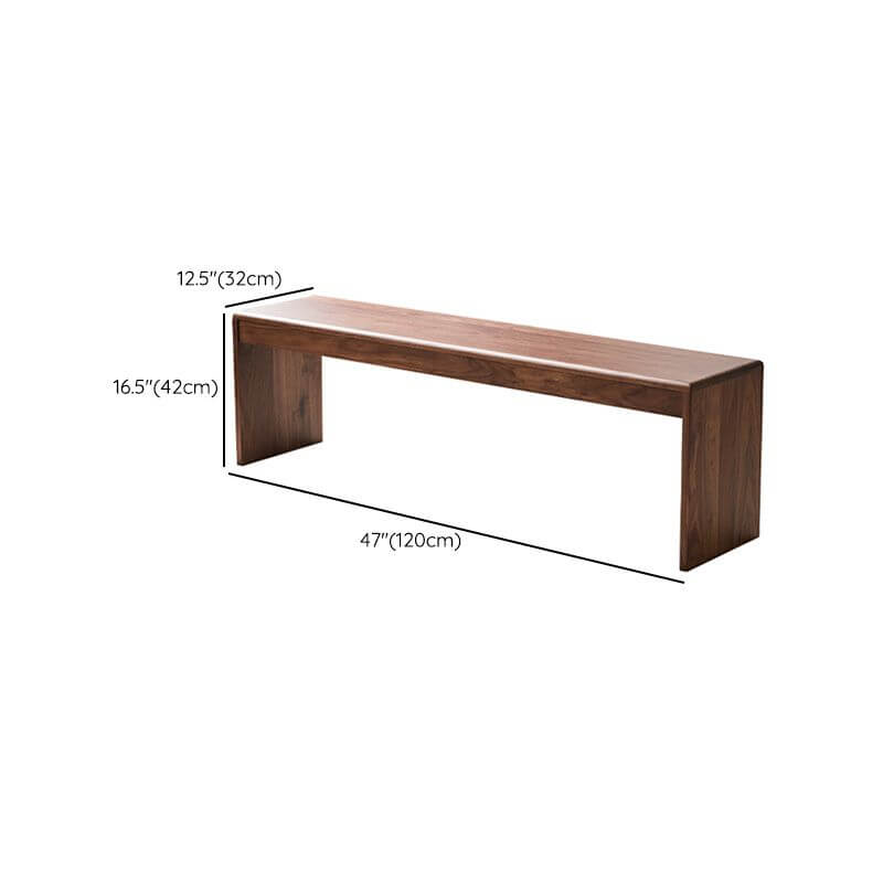 Cocoa trendy solid wood dining bench from the side