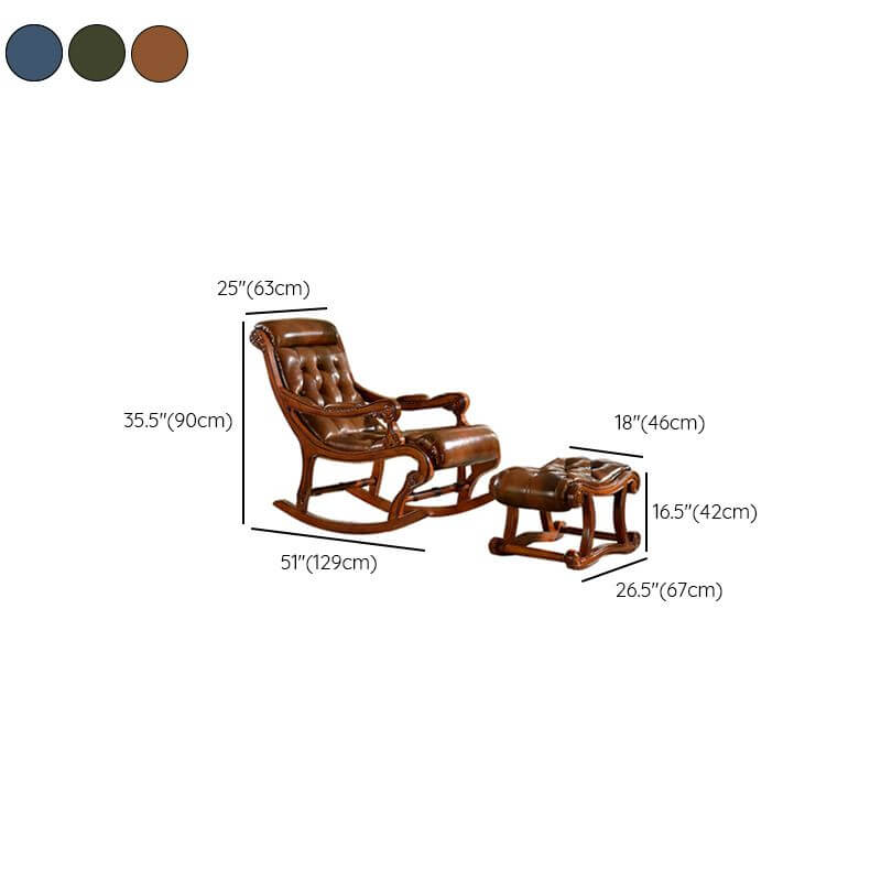 Cocoa/Cerulean/Jade Green Oak Wood Rocking Couch Chair with Nailhead ...