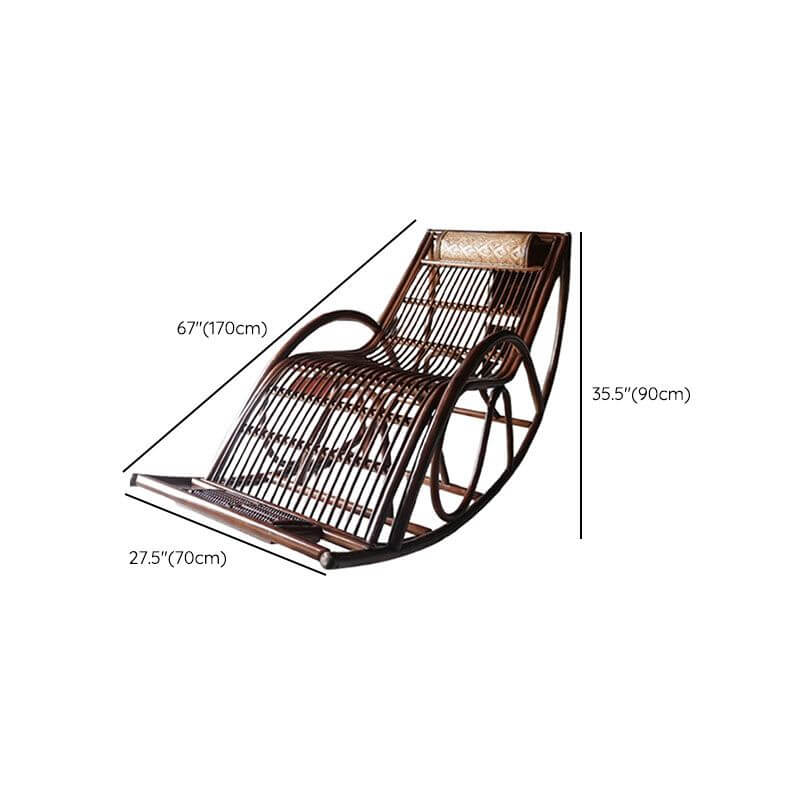 Cozy reading nook with a brown wicker rocking armchair