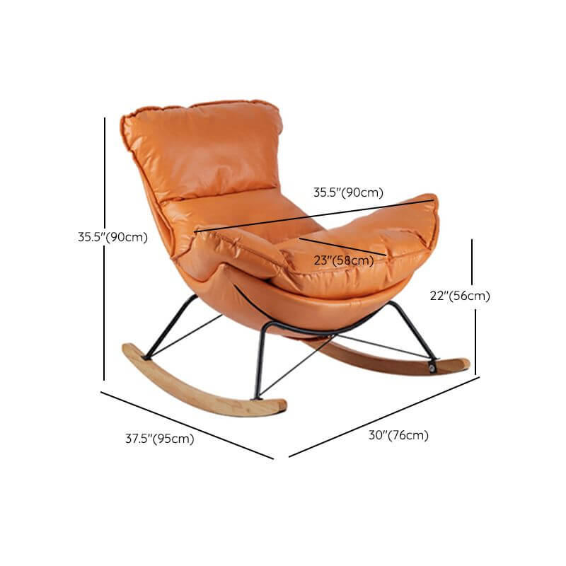 Modern Rocking Chair with Solid Wood Frame in Red