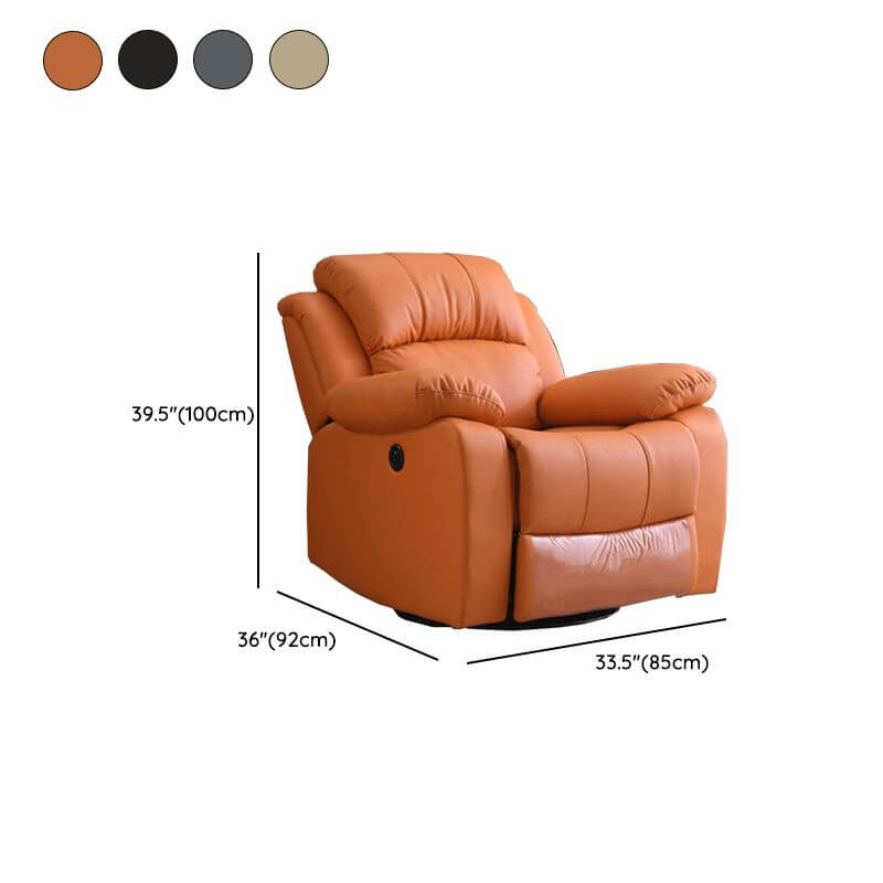 Off-White Microfiber Leather Compact Wood Recliner