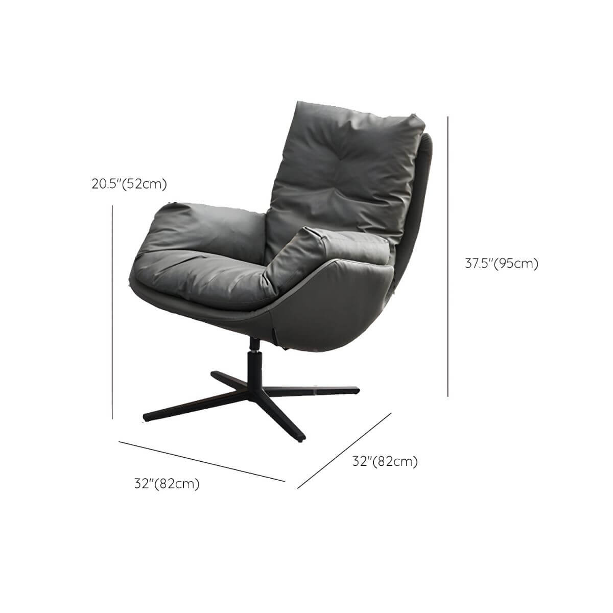 Small size recliner under 38 inches in black leather