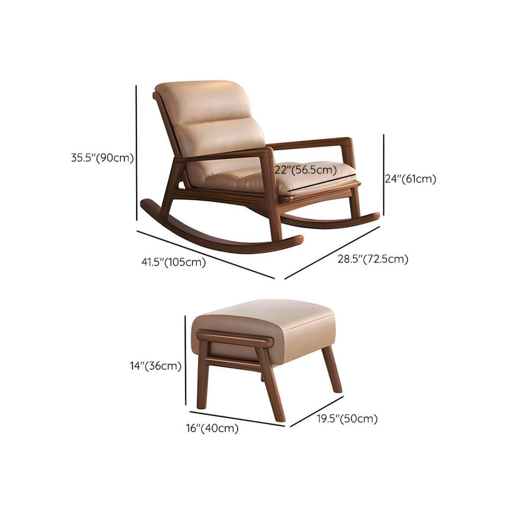 Close-up of the track arms on a rocking chair