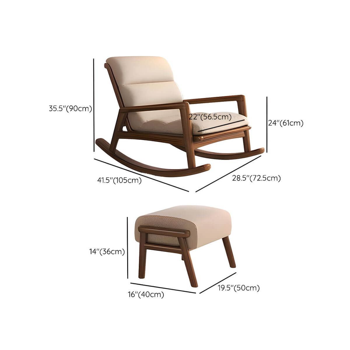 Contemporary indoor rocking chair in white upholstery