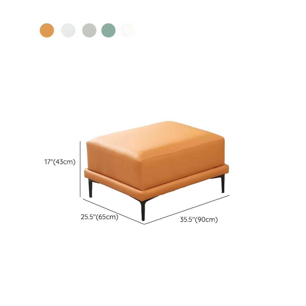 Rectangular Ottoman in Bright Orange Color