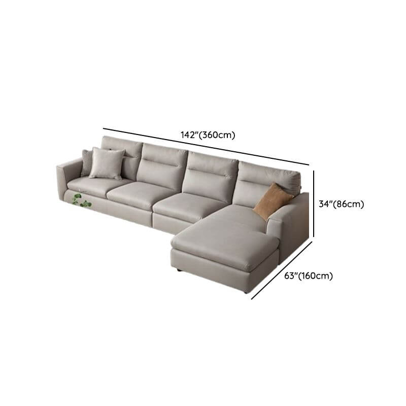 Contemporary Modern L-Shape Sofa Chaise Grey