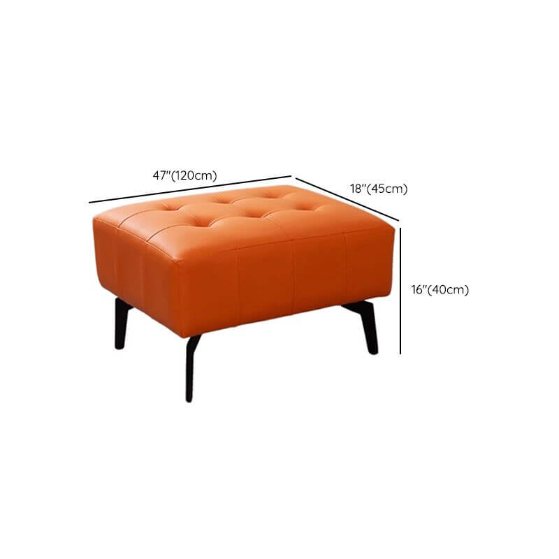 Stylish tangerine ottoman with stitched tufted detail