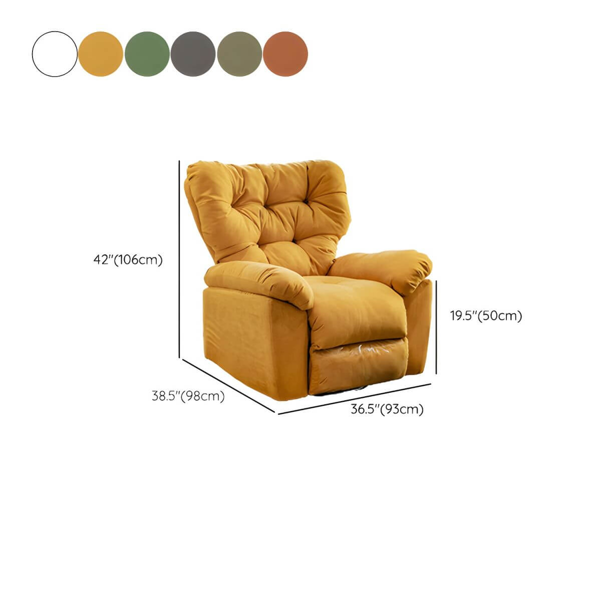 Stylish yellow recliner in a living room