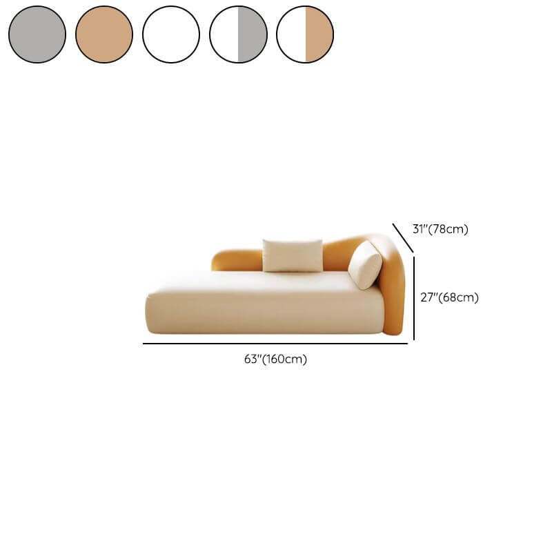 Ivory cushioned chaise lounge with right armrest