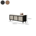 Long upholstered shoe bench offering extra storage