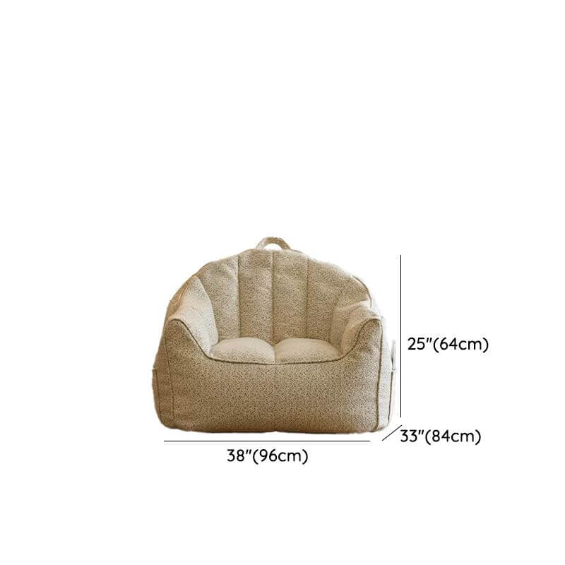 Cozy Beige Cotton Blend Bean Bag Chair side view