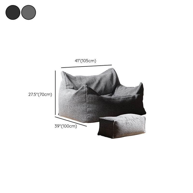 Overview of the gray bean bag chair fabric texture