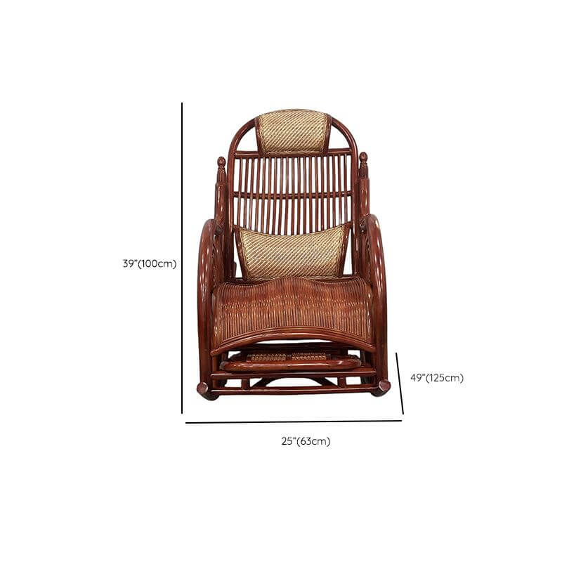 Black Walnut/Beige Craftsman Cane Rocking Armchair