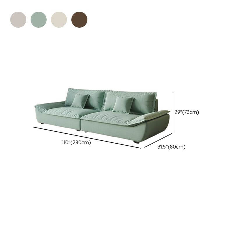dove grey olive green coffee sofa front view