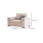 Beige sofa with hidden support structure