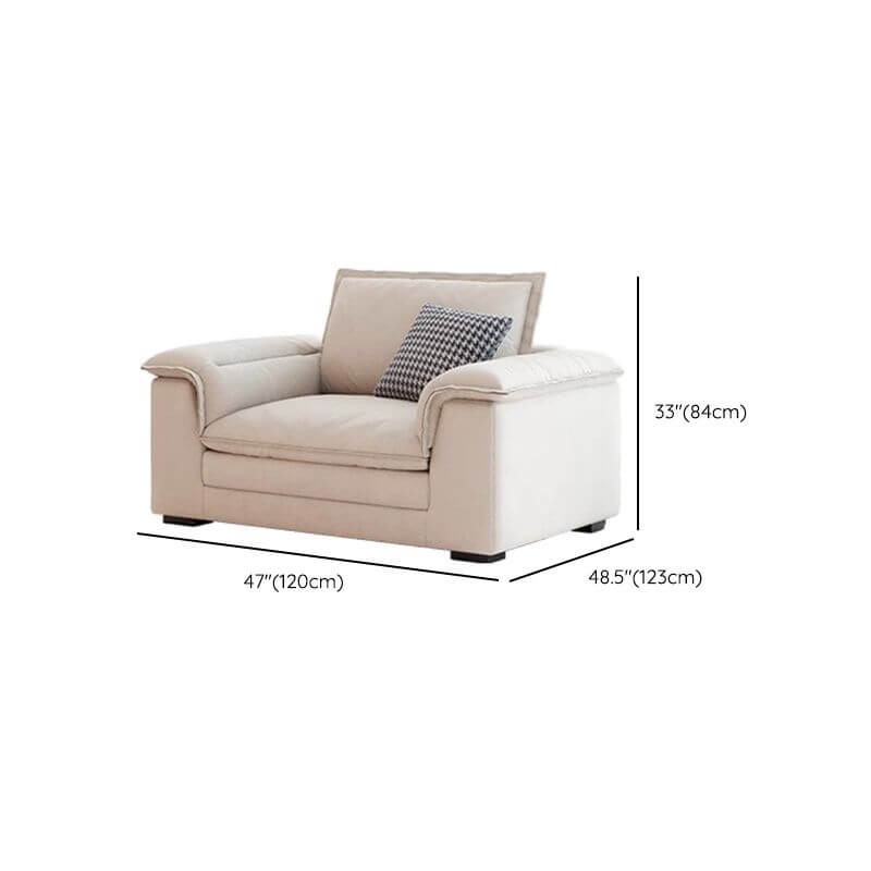 Beige sofa with hidden support structure
