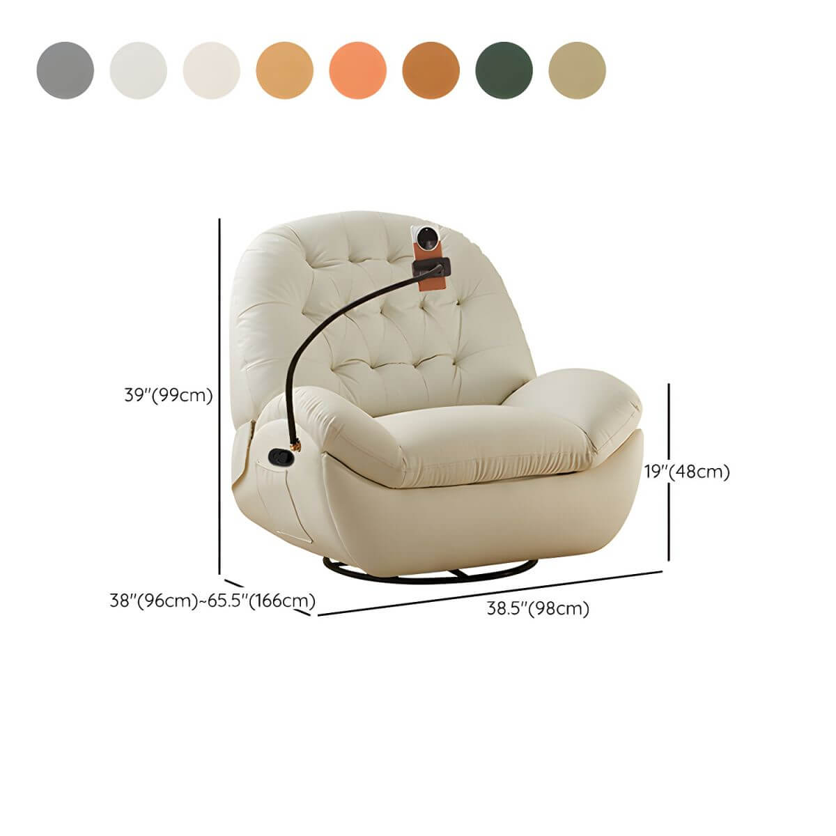 Yellow Chenille Recliner for Living Room