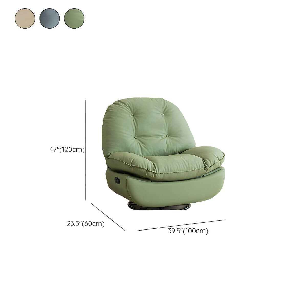 Swivel rocker recliner in grass green