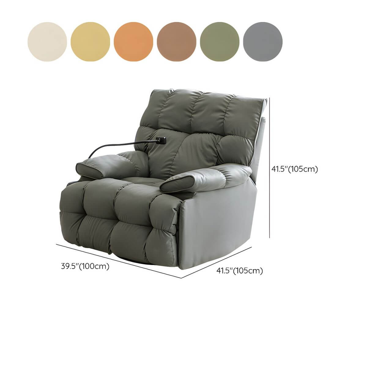 Elegant Modern Recliner in Gray upholstery