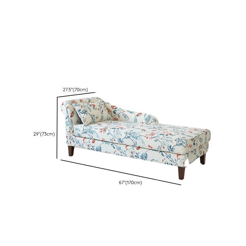 Elegant Padded Toile Pattern Chaise Chair - Blue Upholstery