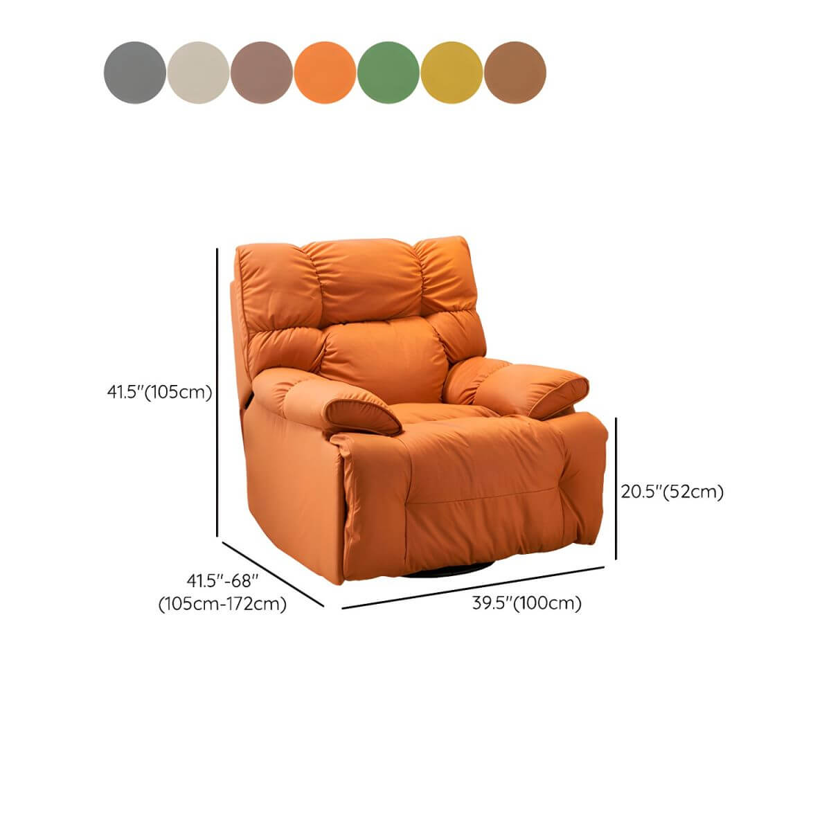 Metal frame ergonomic recliner in green color