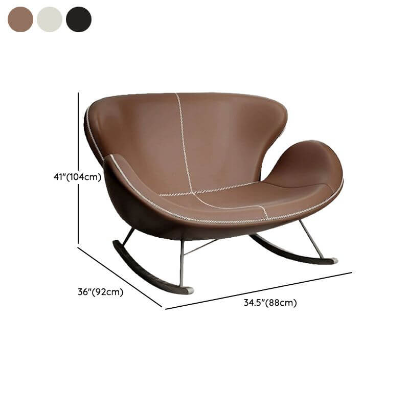 Brown ergonomic rocking chair with wooden legs